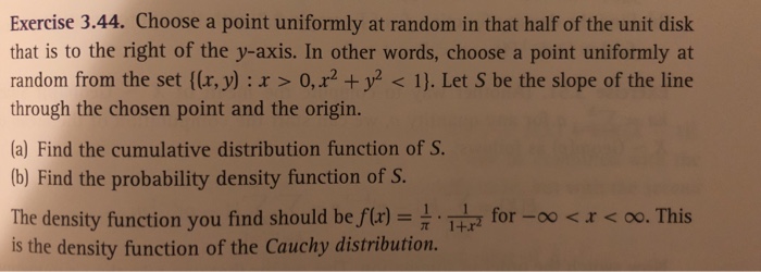 Exercise 3.44. Choose a point uniformly at random in | Chegg.com
