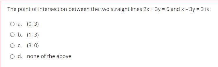 Solved The point of intersection between the two straight | Chegg.com