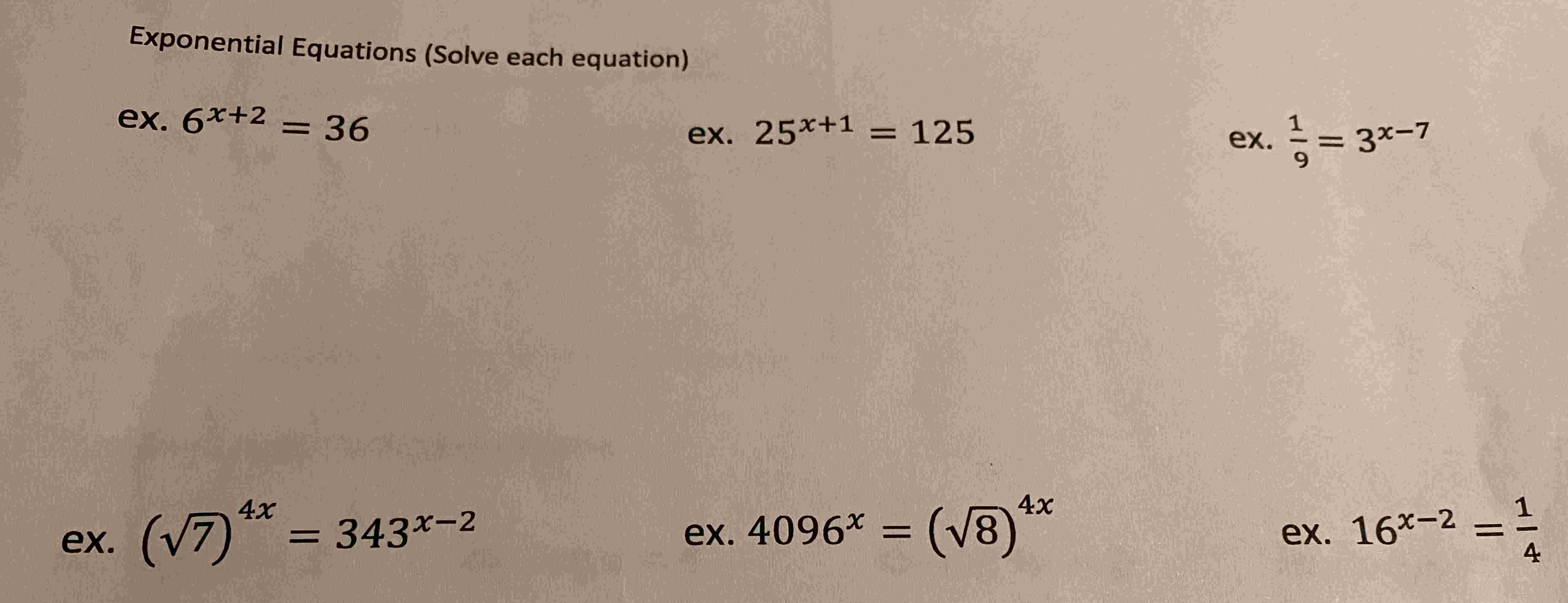 Solved Exponential Equations (Solve Each | Chegg.com