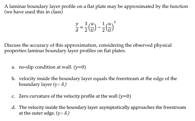 A laminar boundary layer profile on a flat plate may | Chegg.com