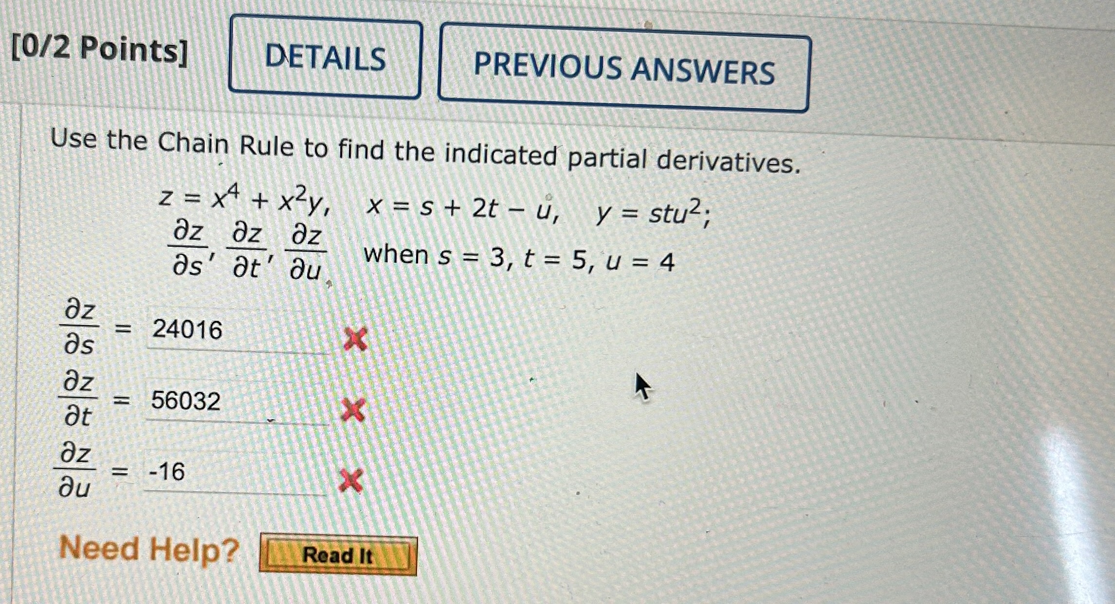 Solved Use The Chain Rule To Find The Indicated Partial 7311