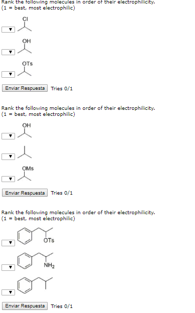 Solved Rank the following molecules in order of their | Chegg.com