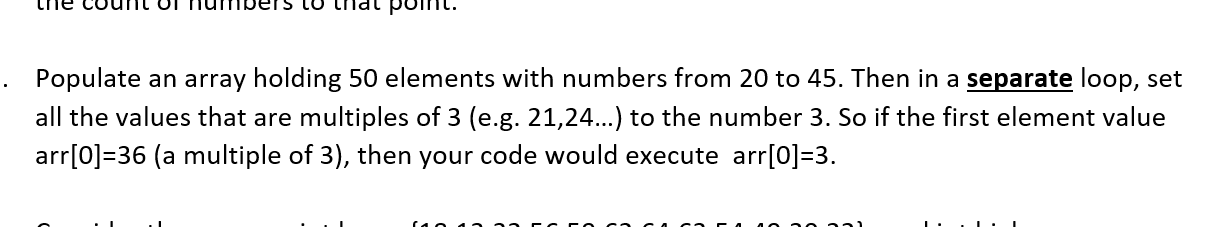 Solved Populate an array holding 50 elements with numbers | Chegg.com