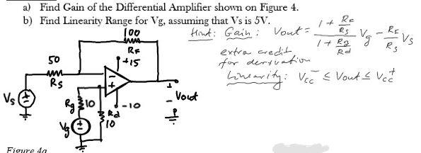 Solved REVS RS A) Find Gain Of The Differential Amplifier | Chegg.com