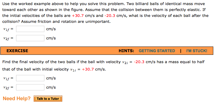 Solved Goal Solve an elastic collision in one dimension | Chegg.com