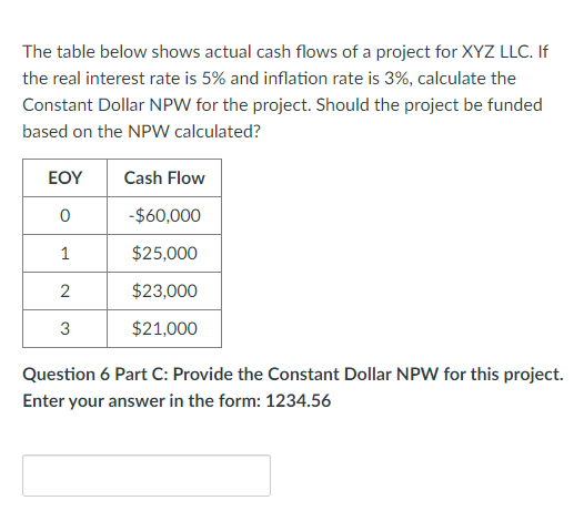 Solved The table below shows actual cash flows of a project | Chegg.com