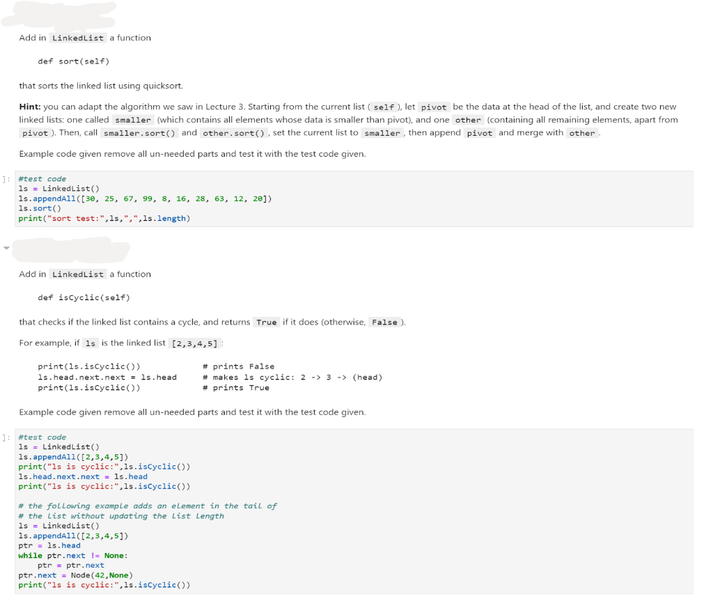 Solved Python answer the two parts of the questions with | Chegg.com