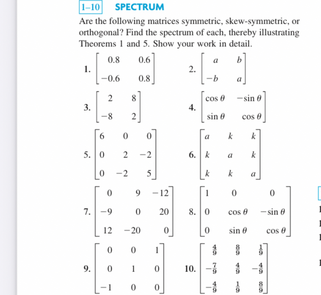 Solved Are The Following Matrices Symmetric, Skew-symmetric, | Chegg.com