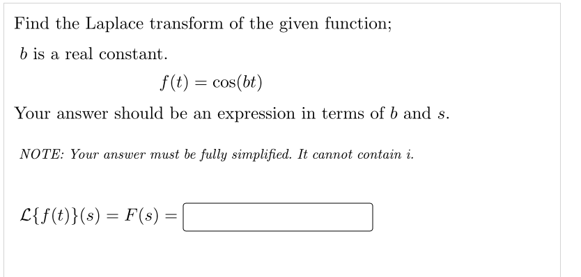 Solved Find The Laplace Transform Of The Given Function; B | Chegg.com ...