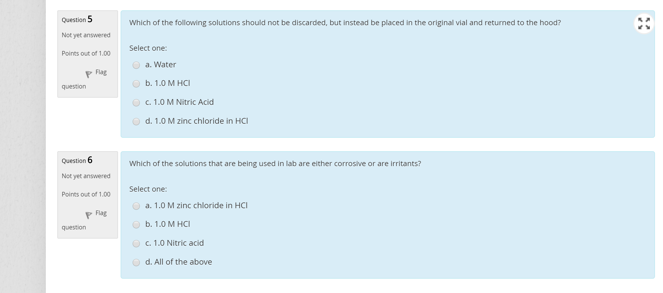 Solved Question 5 Which Of The Following Solutions Should | Chegg.com