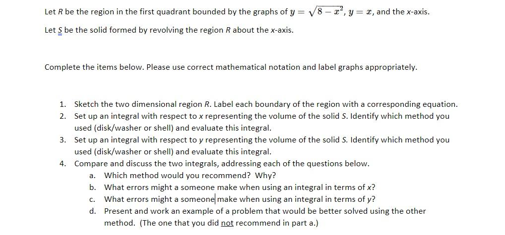 Solved Let R be the region in the first quadrant bounded by | Chegg.com