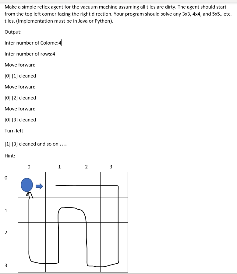 Solved Make a simple reflex agent for the vacuum machine | Chegg.com