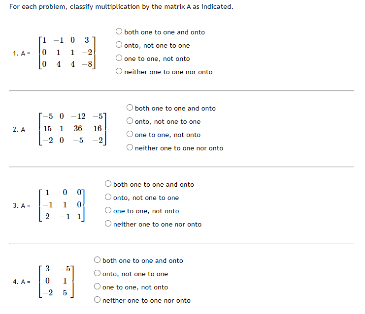 Solved For each problem, classify multiplication by the | Chegg.com