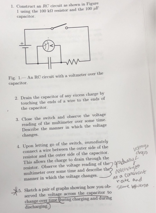 Solved 1. Construct an RC circuit as shown in Figure 1 using | Chegg.com