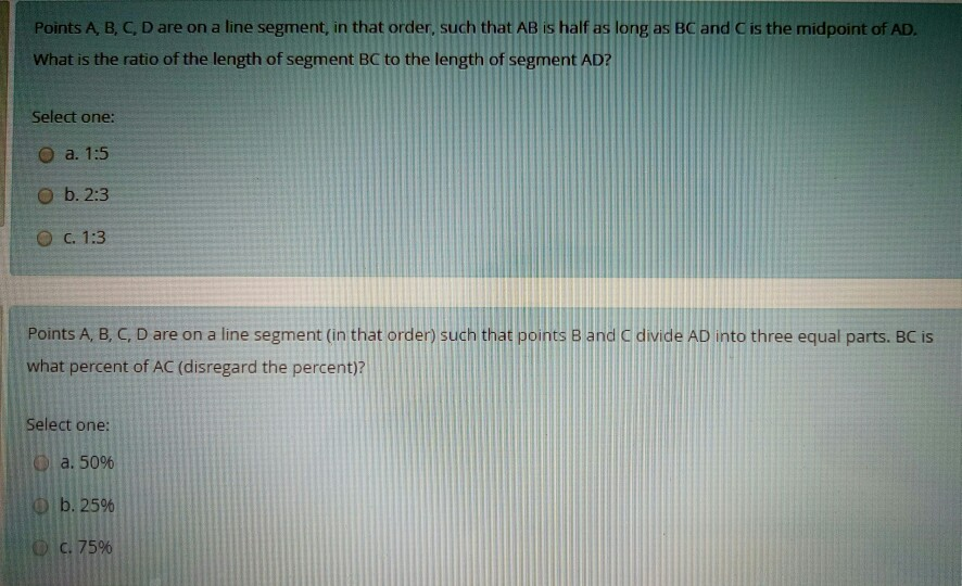 Solved Points A B, C, D Are On A Line Segment, In That | Chegg.com