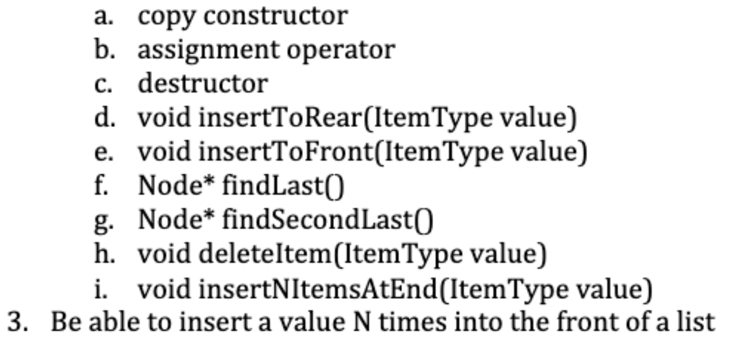 Solved a. copy constructor b. assignment operator c. | Chegg.com