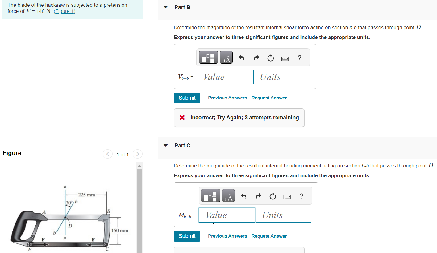 Solved The blade of the hacksaw is subjected to a pretension | Chegg.com