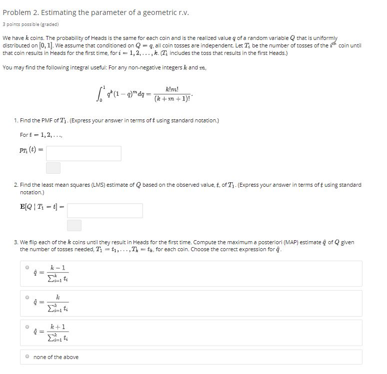 Solved 2. Estimating the parameter of a geometric r.v. | Chegg.com
