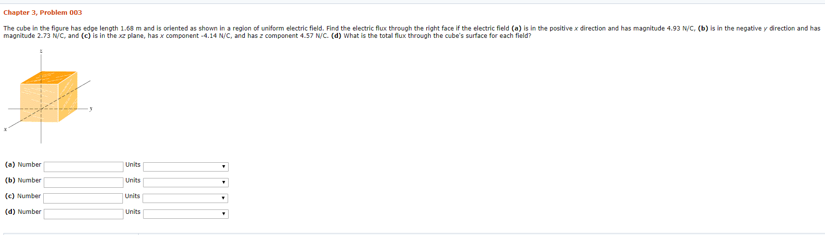 Solved Chapter 3, Problem 003 The cube in the figure has | Chegg.com