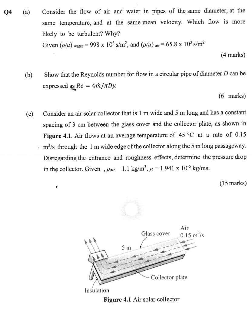 Solved Q4 (a) Consider the flow of air and water in pipes of 