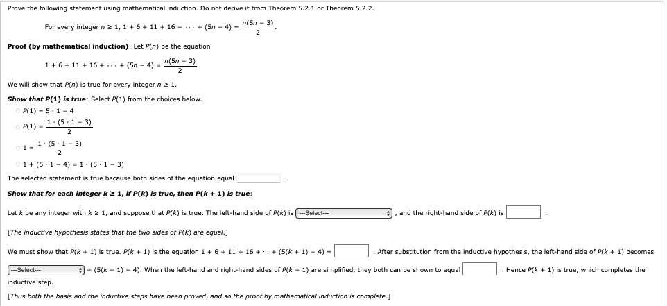 Proof by mathematical induction adapted from the textbook.[5]