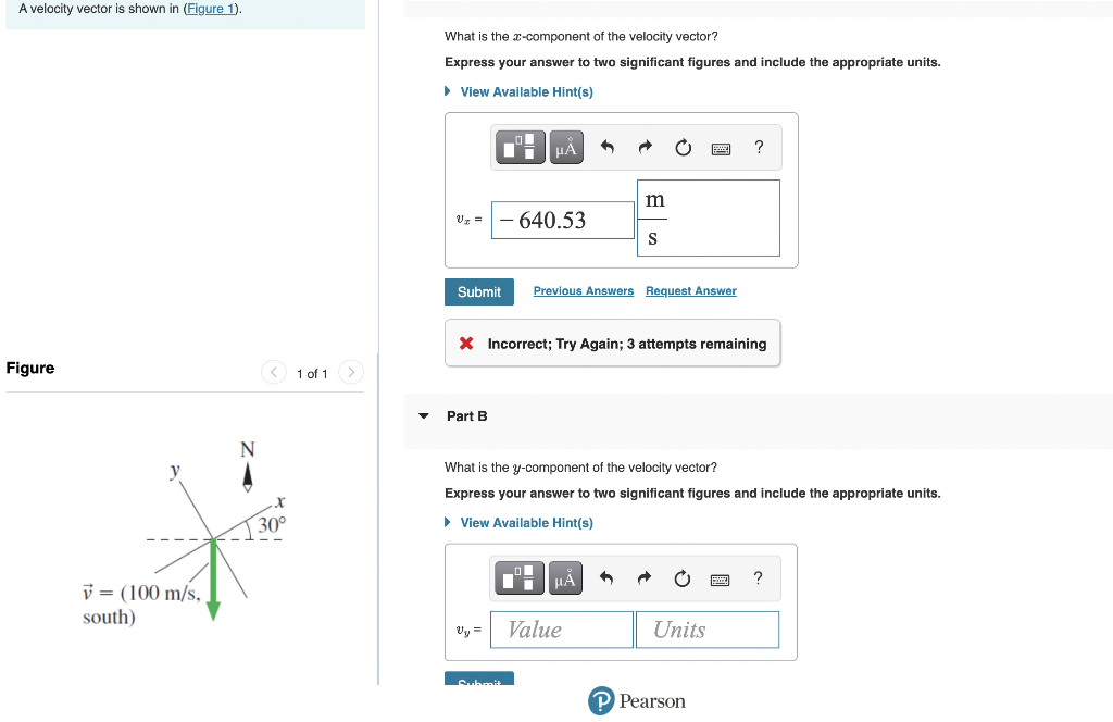 Solved A velocity vector is shown in (Figure 1). What is the | Chegg.com