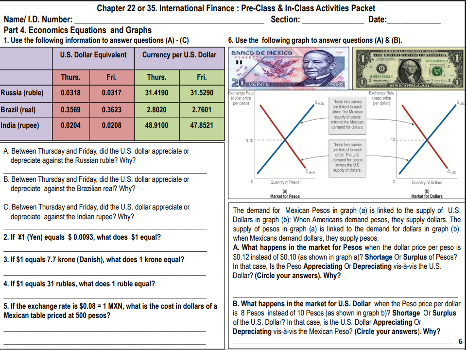 Solved Name/ I.D. Number: Section: Date: Part 4. Economics | Chegg.com