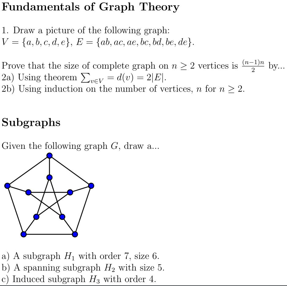 Solved Fundamentals Of Graph Theory 1 Draw A Picture Of Chegg Com
