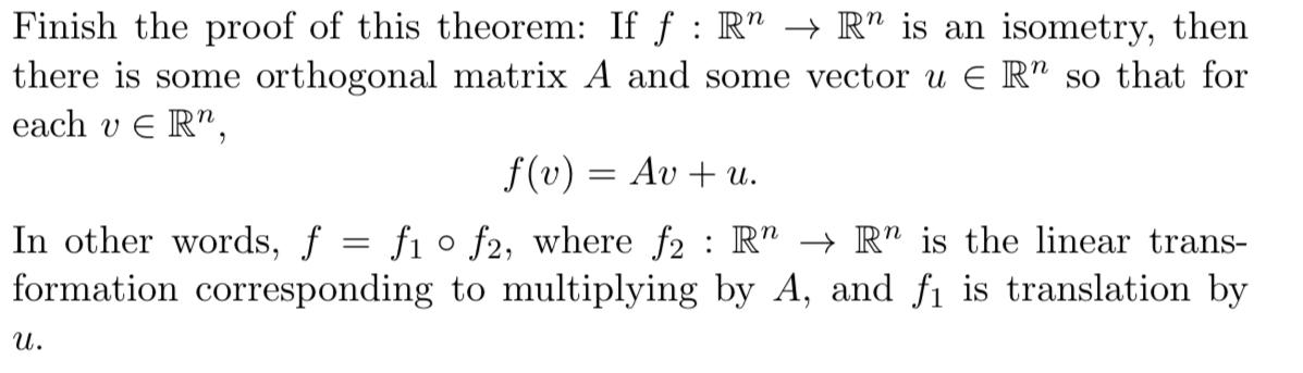 Solved Finish the proof of this theorem: If f:R” +R” is an | Chegg.com