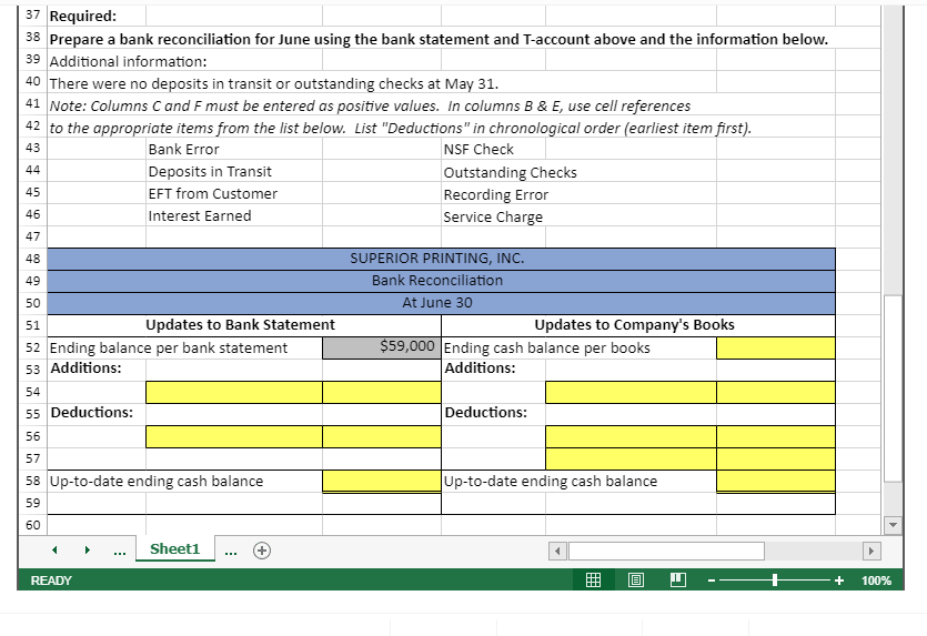 Solved Superior Printing, Inc. has provided you with its