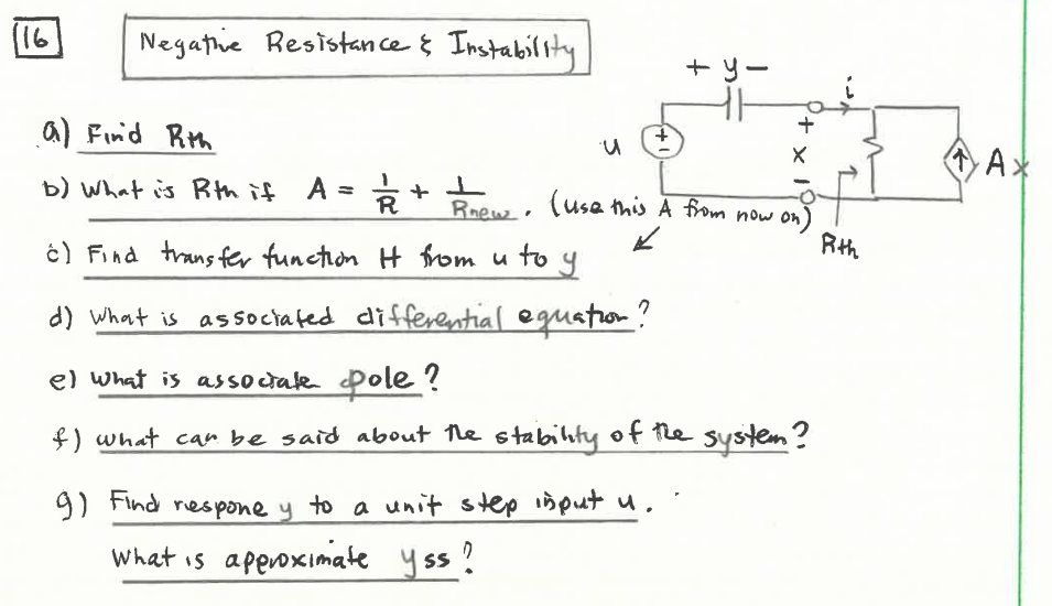 Solved (16) Negative Resistance ξ Instability a) Find Rth b) | Chegg.com