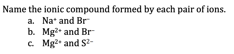 Solved Name the ionic compound formed by each pair of ions. | Chegg.com