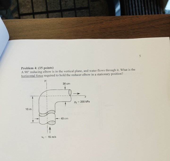 Solved Problem 4: (15 points) A 90° reducing elbow is in the | Chegg.com