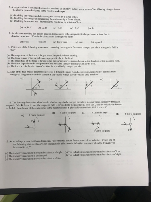 Solved 7. A single resistor is connected across the