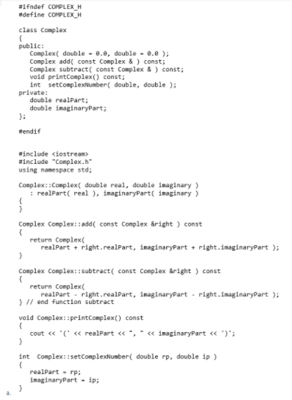 Solved Create a class called Complex for performing | Chegg.com