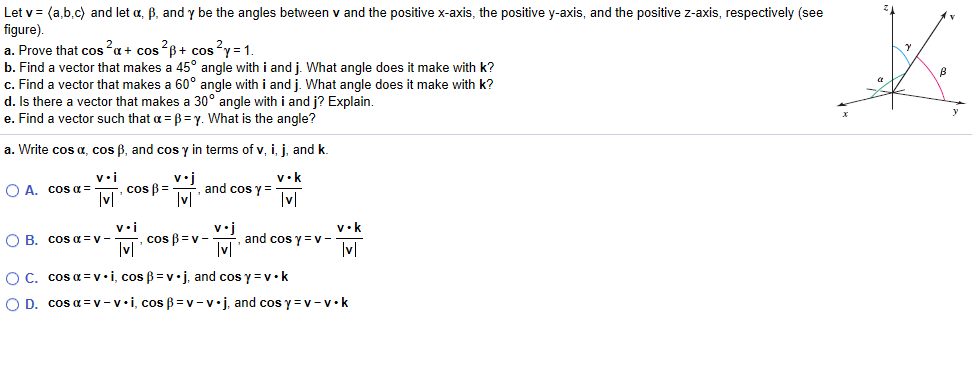 Solved Let V A B C And Let A B And Y Be The Angles Chegg Com