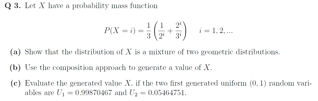 Solved Q 3. Let X have a probability mass function 1 P(X = | Chegg.com
