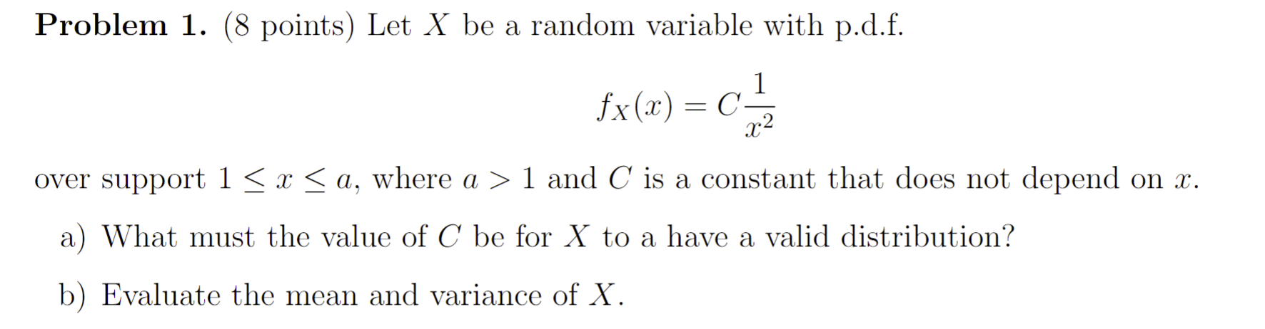 Solved Problem 1. ( 8 Points) Let X Be A Random Variable | Chegg.com