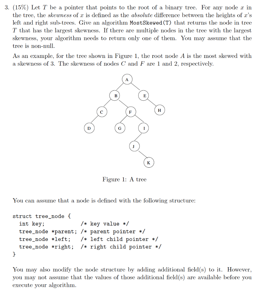 Solved 3. (15%) Let T be a pointer that points to the root | Chegg.com