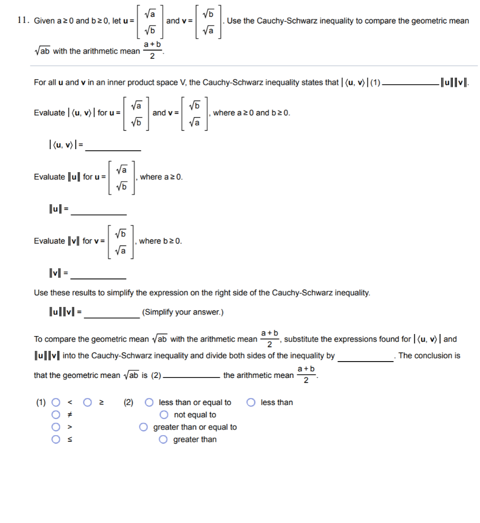 Solved 11. Given a 20 and 20, let u= va and v= and v= . Use | Chegg.com