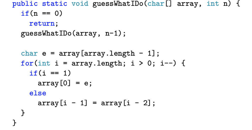 Solved Java if array is { 'A' , 'B' , 'C' , 'D' , 'E' } and | Chegg.com