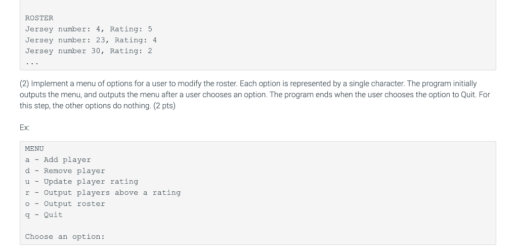 Solved 19.1 LAB*: Program: Soccer team roster (Dictionaries) | Chegg.com