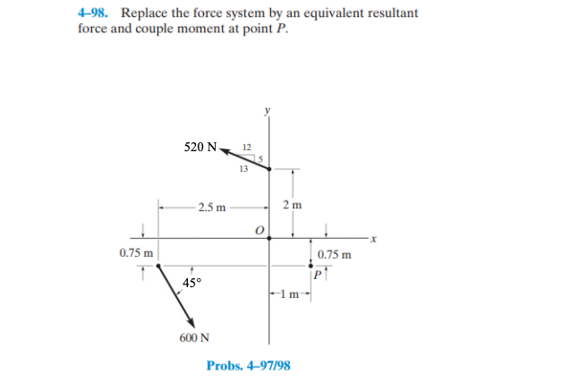 Solved 4-98. Replace the force system by an equivalent | Chegg.com