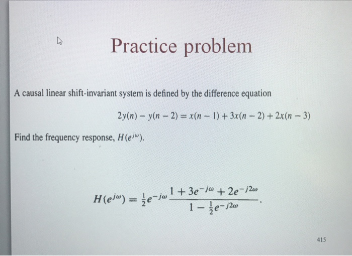 Solved A causal linear shiftinvariant system is defined by