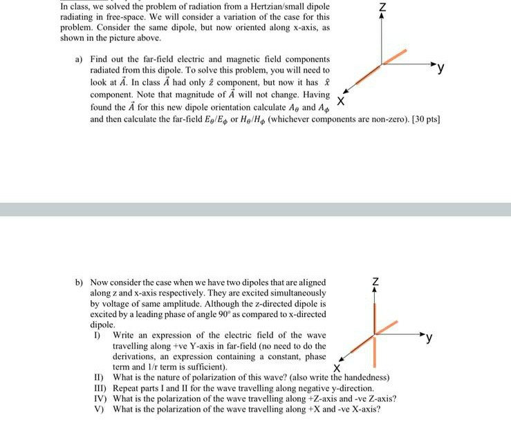 In class, we solved the problem of radiation from a | Chegg.com