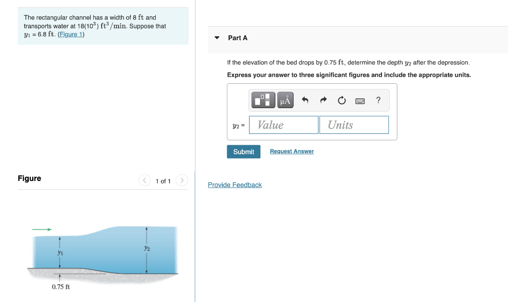 Solved The rectangular channel has a width of 8 ft and | Chegg.com
