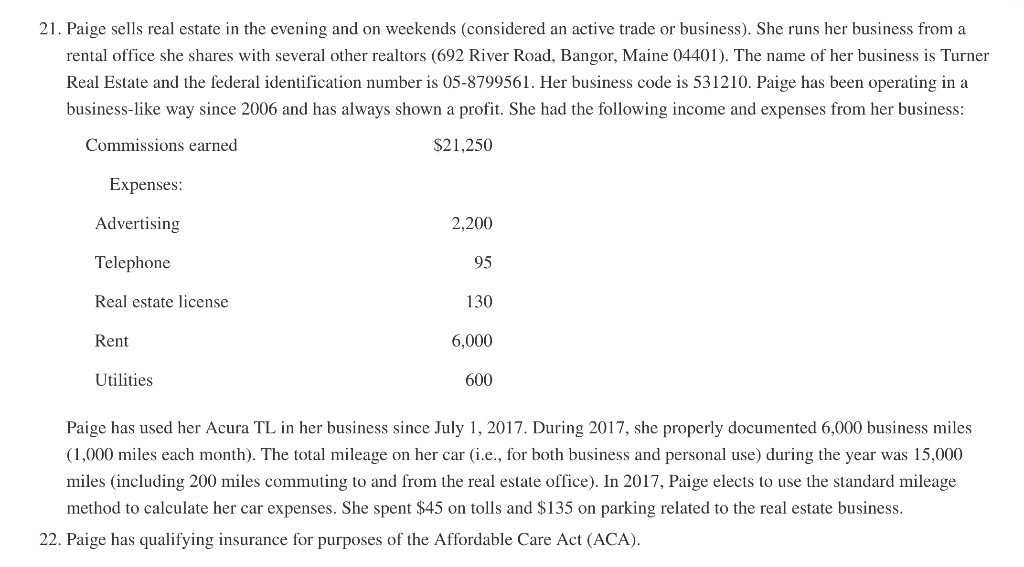 Individual Tax Return Problem 6 Required Use The Chegg