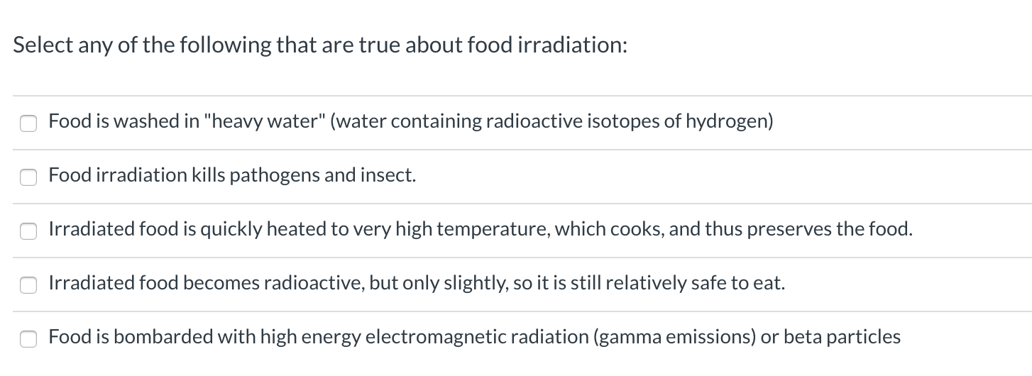 Solved Select any of the following that are true about food | Chegg.com