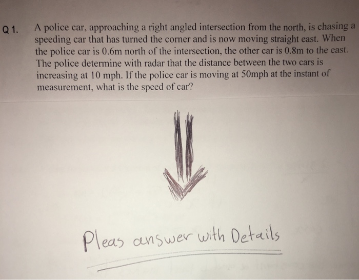 Solved A police car, approaching a right angled intersection | Chegg.com