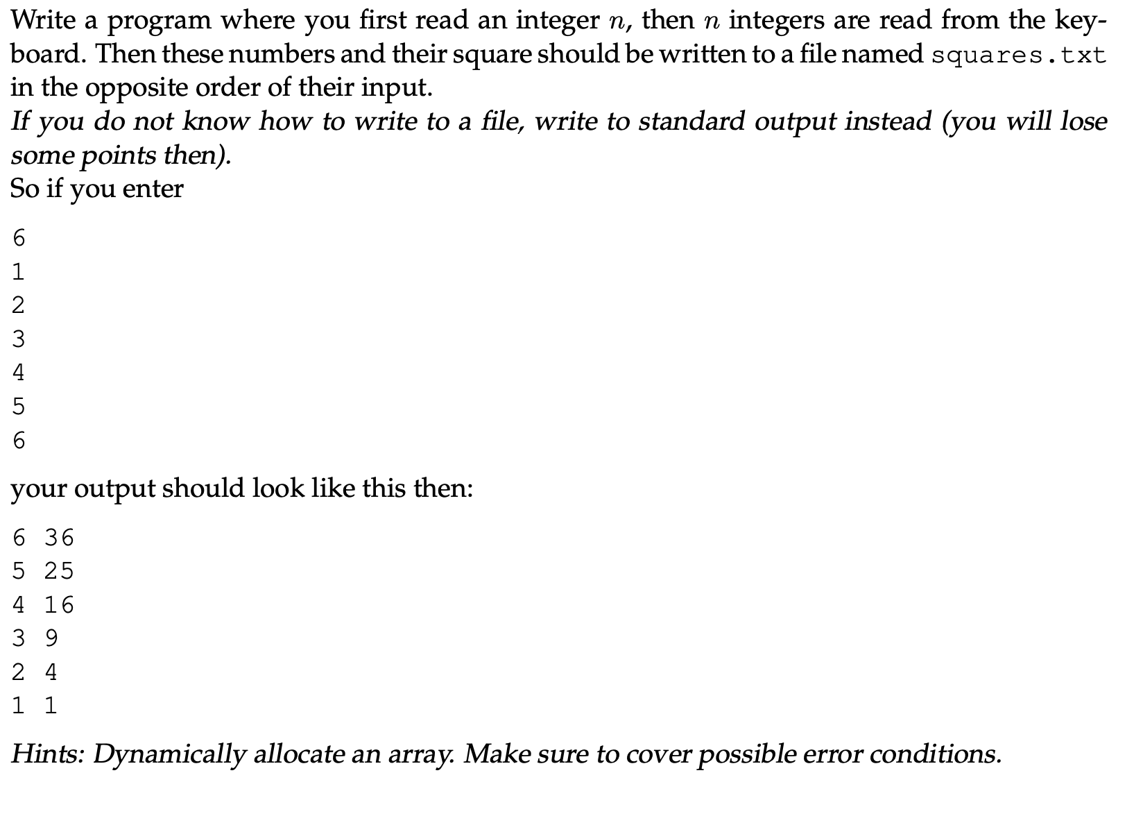 Solved Write a program where you first read an integer n, | Chegg.com